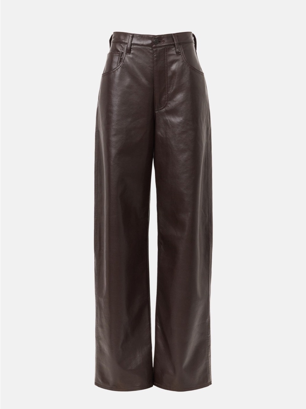 Citizens Of Humanity Dark Brown Faux Leather Wide-Leg Pants - Picture 3 of 10